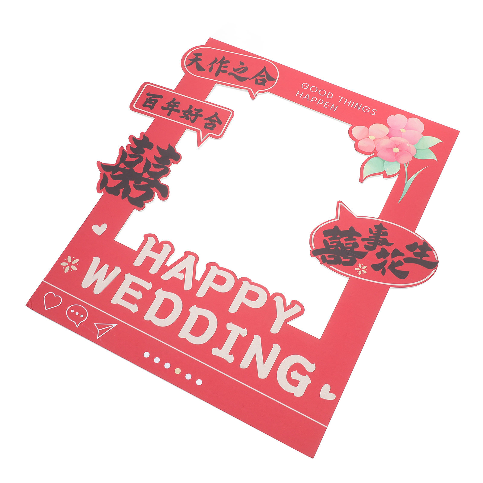 Photo Booth Frame - Porta-retratos de papel vermelho para casamento