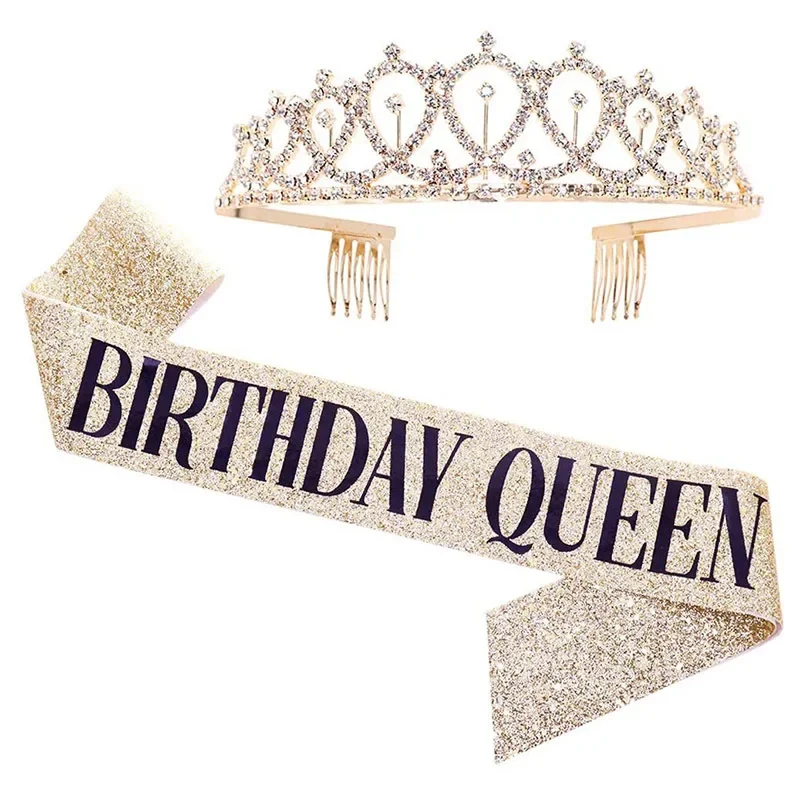 Coroa rainha com strass para m - Birthday Sash Glitter avaliação e preço